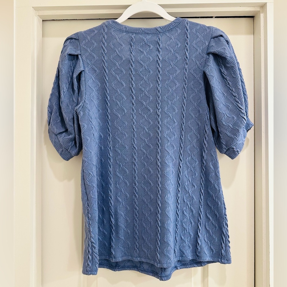 Cupio Blue Cable Knit Women's Top - Picture 3 of 4